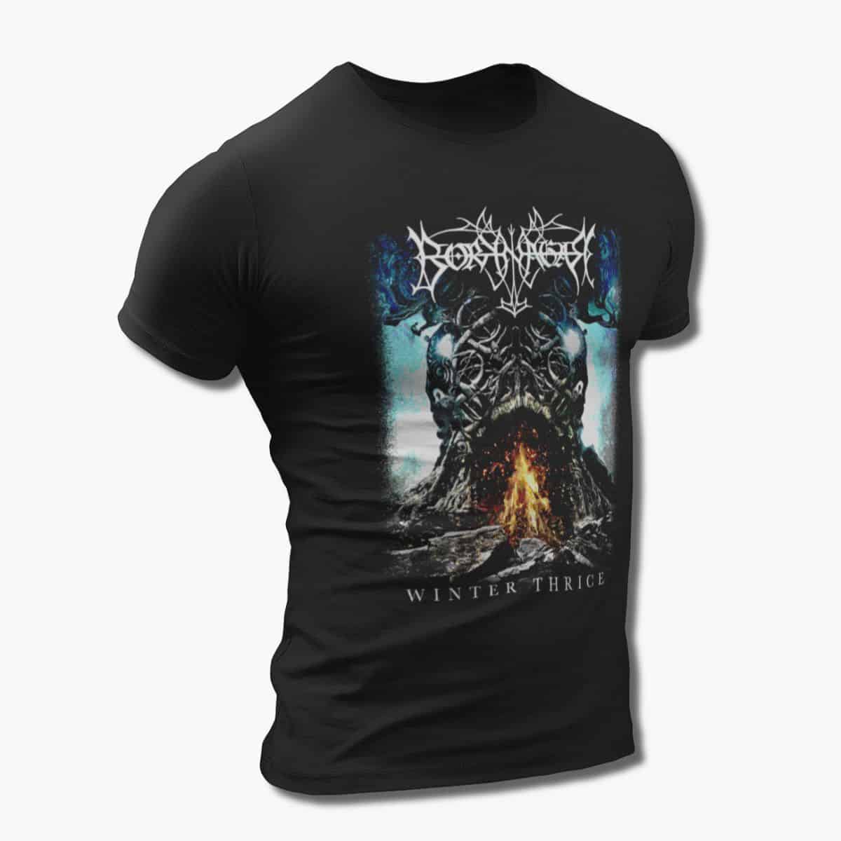 Borknagar Band T-Shirt, Borknagar Winter Thrice Artwork Black Tee Shirt, Folk Metal, Black Metal Merchandise