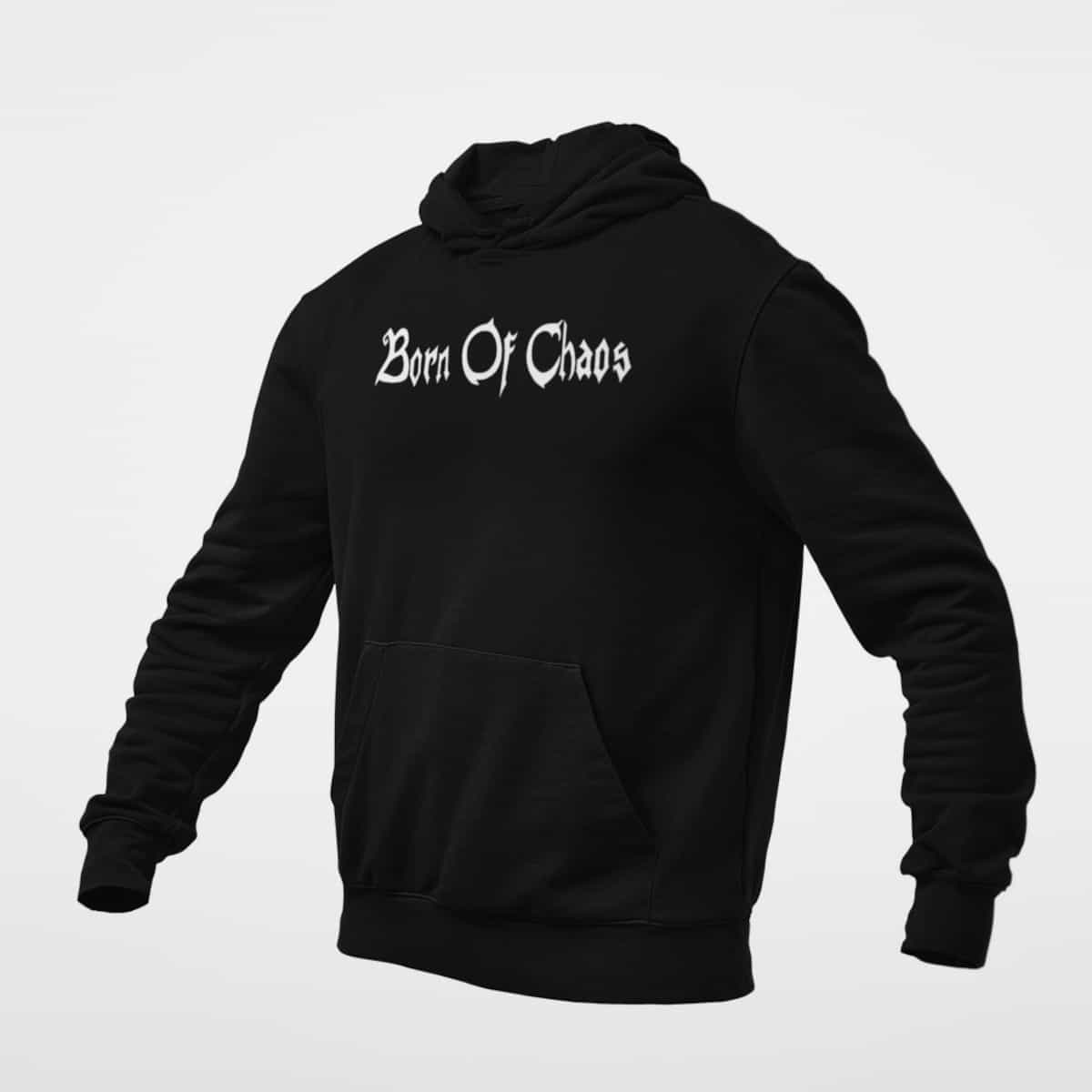 Born of Chaos Hoodie, Born of Chaos Logo Black Hoodie, Viking Metal Merchandise