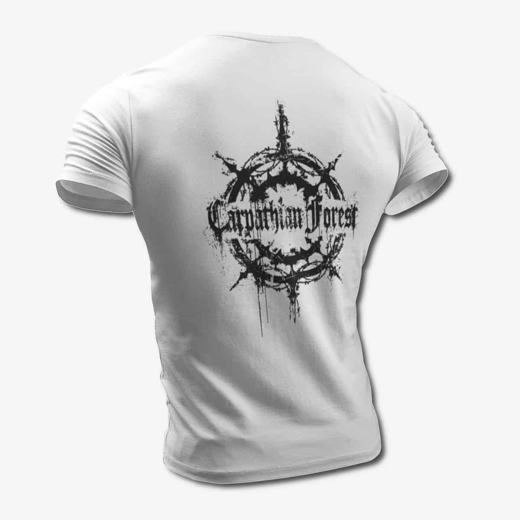Carpathian Forest T-Shirt, Carpathian Forest Logo White Tee Shirt, Black Metal Merchandise