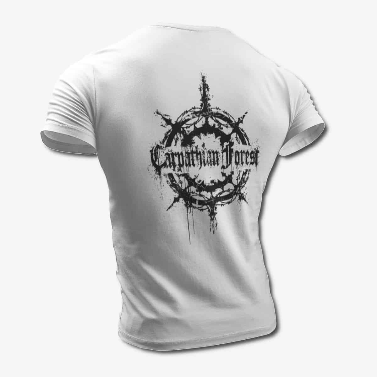 Carpathian Forest T-Shirt, Carpathian Forest Logo White Tee Shirt, Black Metal Merchandise