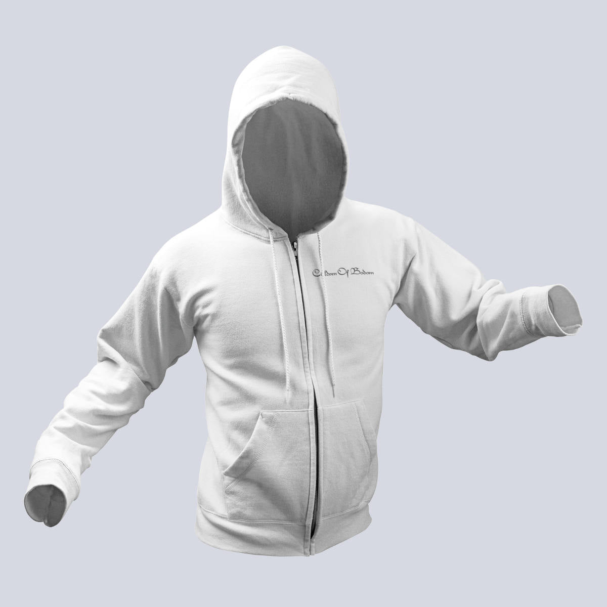 Children of Bodom Zip Hoodie, Children of Bodom Band Logo White Zipper Hoodie, Melodic Death Metal Merchandise