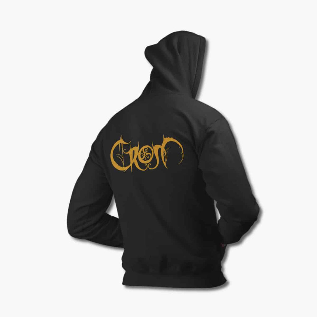 Crom Zip Hoodie, Crom Logo Black Zipper Hoodie, Viking Metal Merchandise