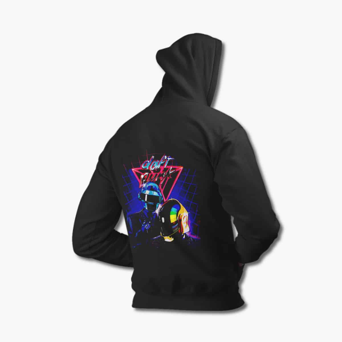 Daft Punk Hoodie, Daft Punk Artwork Black Hoodie, Electronic Rock Merchandise