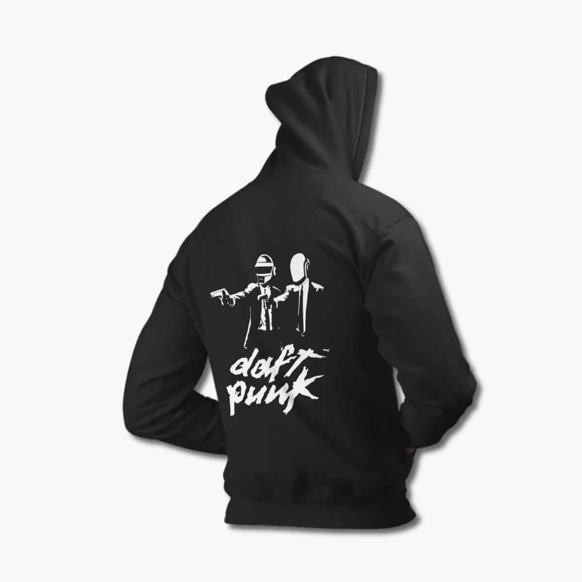 Daft Punk Hoodie, Daft Punk Artwork Black Hoodie, Electronic Rock Merchandise