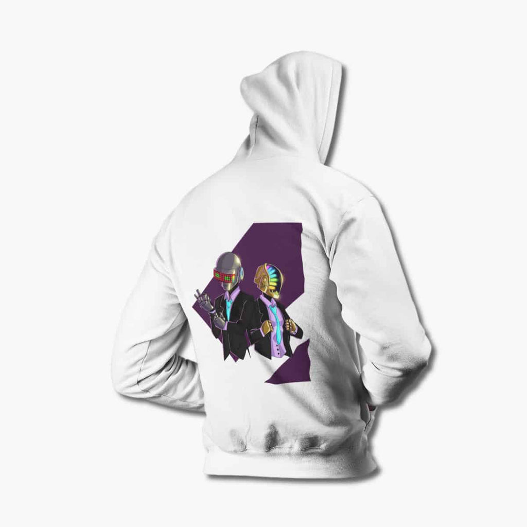 Daft Punk Hoodie, Daft Punk Artwork White Hoodie, Electronic Rock Merchandise
