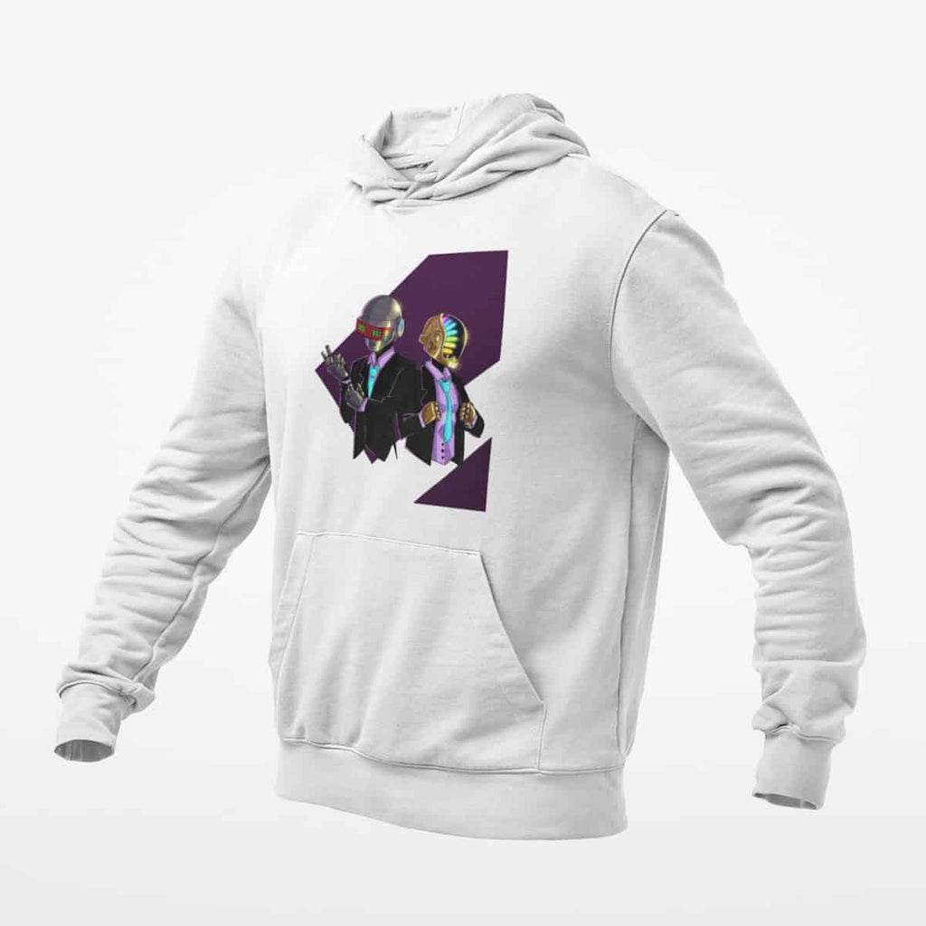 Daft Punk Hoodie, Daft Punk Artwork White Hoodie, Electronic Rock Merchandise