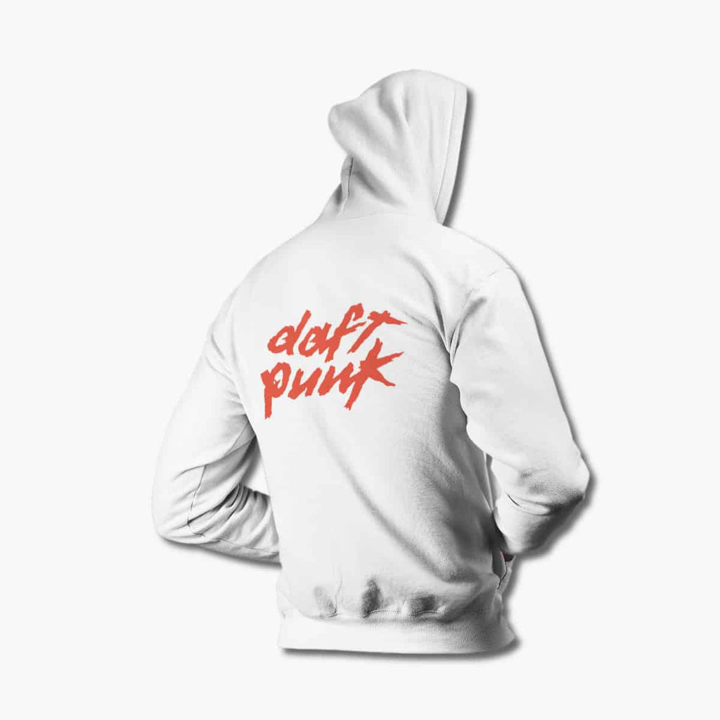 Daft Punk Hoodie, Daft Punk Logo White Hoodie, Electronic Rock Merchandise