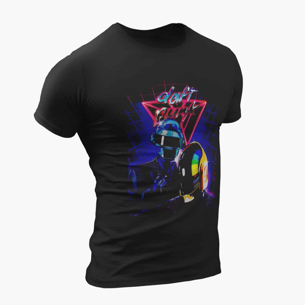 Daft Punk T-Shirt, Daft Punk Artwork Black T-Shirt, Electronic Rock Merchandise