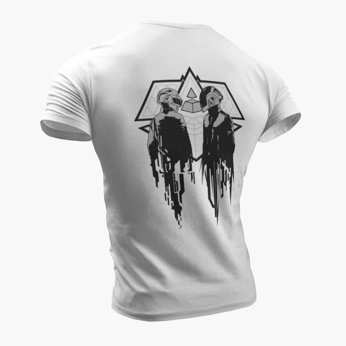 Daft Punk T-Shirt, Daft Punk Artwork White T-Shirt, Electronic Rock Merchandise