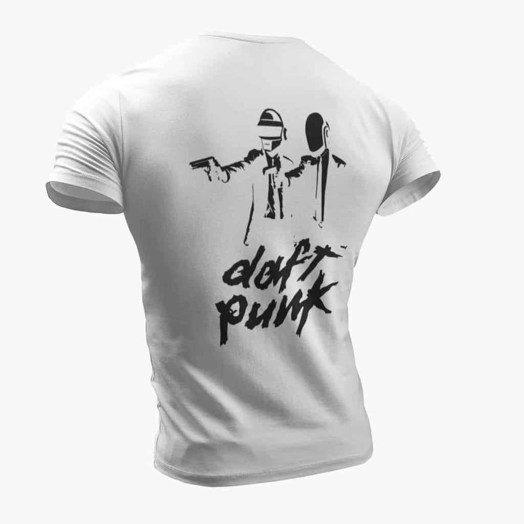 Daft Punk T-Shirt, Daft Punk Artwork White T-Shirt, Electronic Rock Merchandise