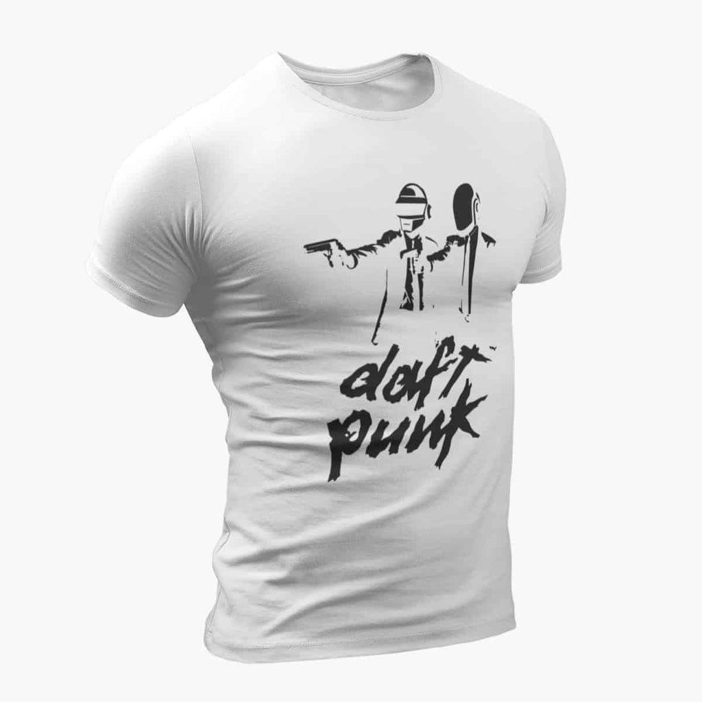 Daft Punk T-Shirt, Daft Punk Artwork White T-Shirt, Electronic Rock Merchandise