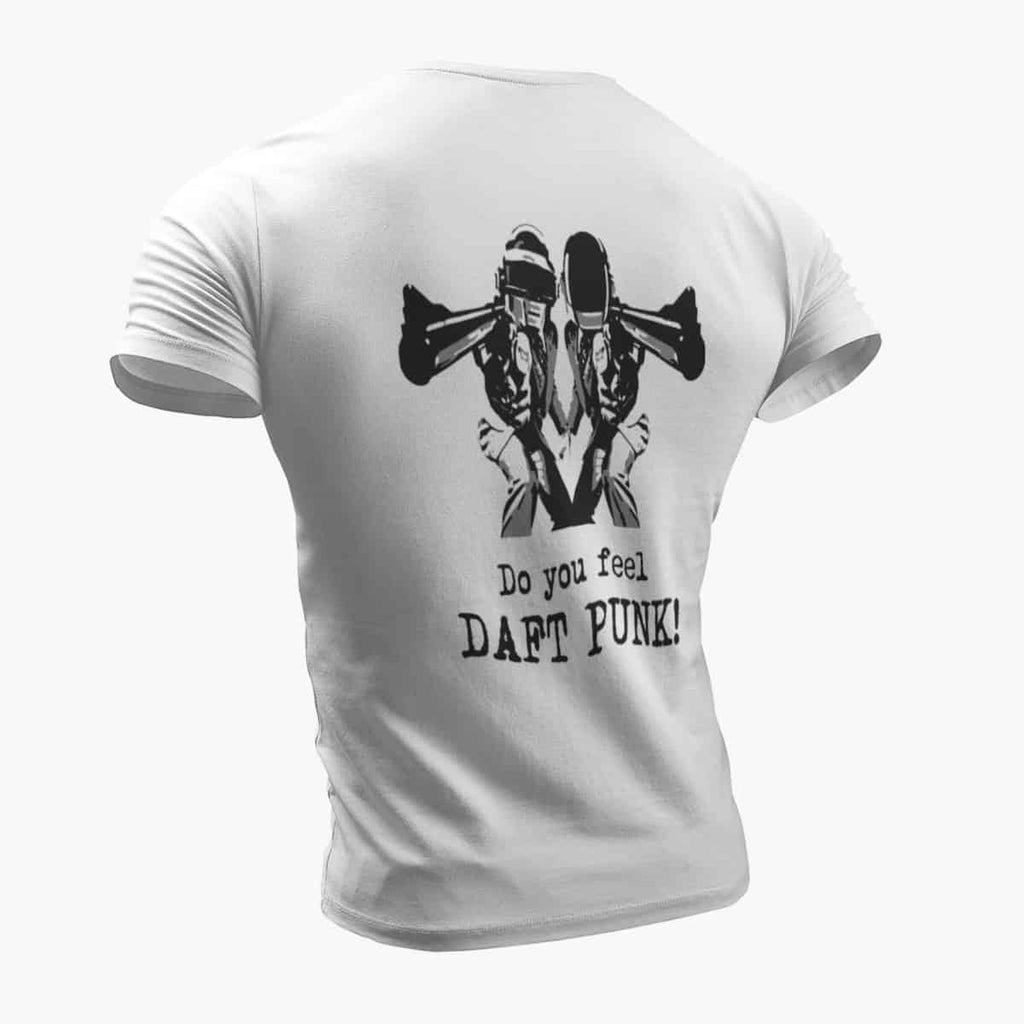 Daft Punk T-Shirt, Daft Punk Artwork White T-Shirt, Electronic Rock Merchandise