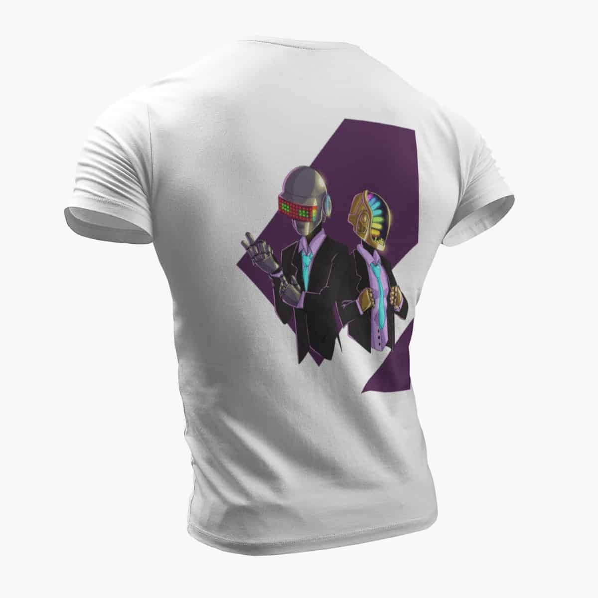 Daft Punk T-Shirt, Daft Punk Artwork White T-Shirt, Electronic Rock Merchandise
