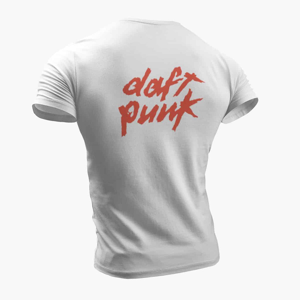 Daft Punk T-Shirt, Daft Punk Logo White T-Shirt, Electronic Rock Merchandise