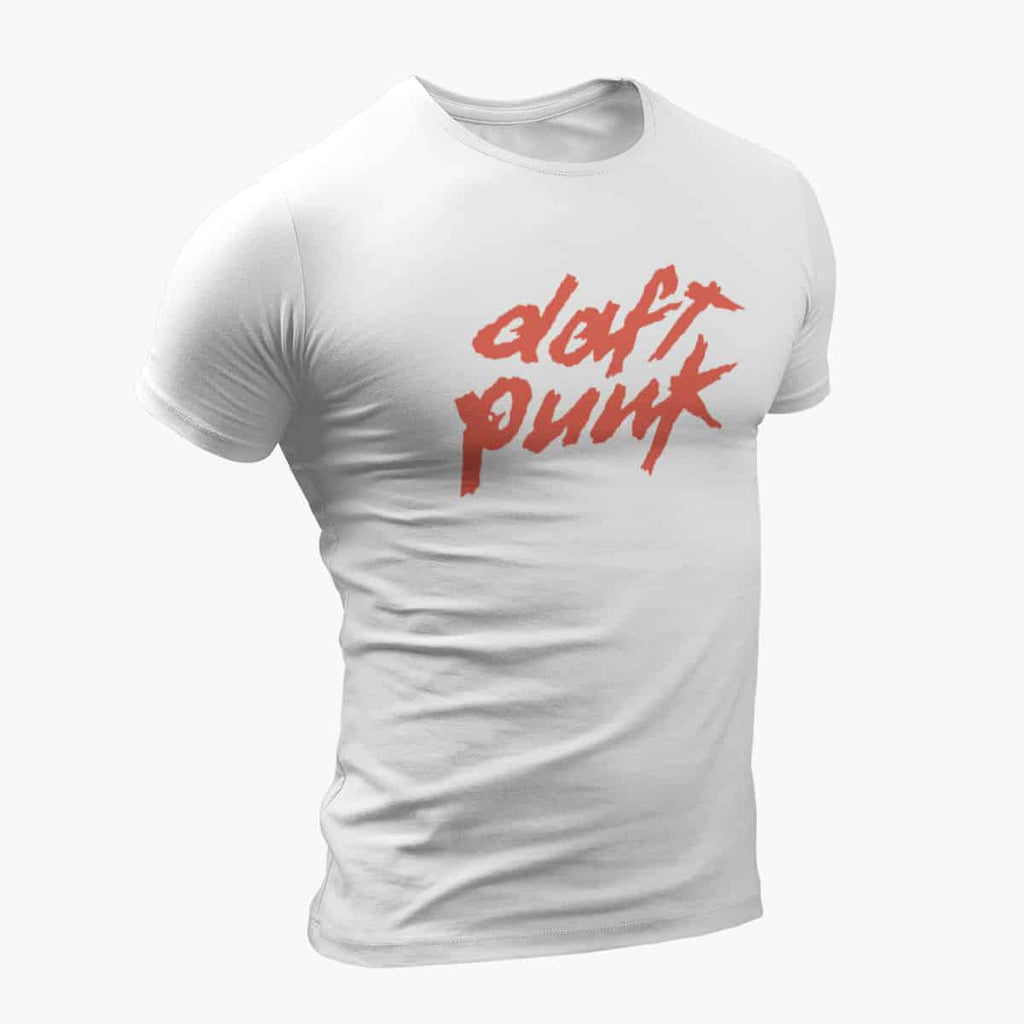 Daft Punk T-Shirt, Daft Punk Logo White T-Shirt, Electronic Rock Merchandise