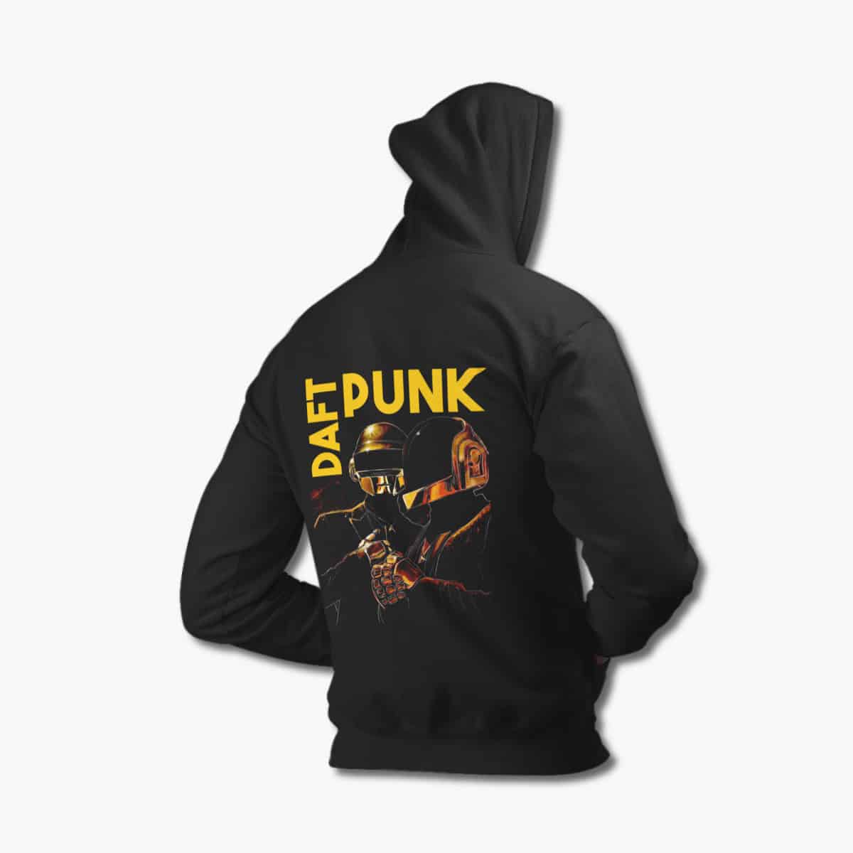 Daft Punk Zip Hoodie, Daft Punk Artwork Black Zipper Hoodie, Electronic Rock Merchandise