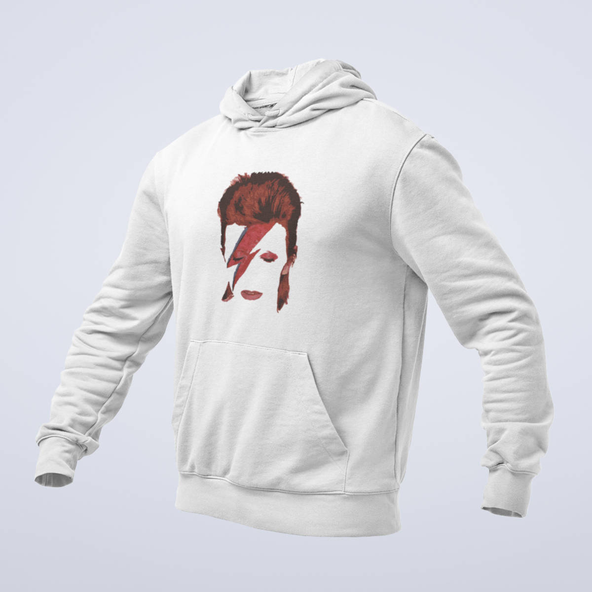 David Bowie Hoodie, David Bowie Artwork White Hoodie, Electronic Rock Merchandise