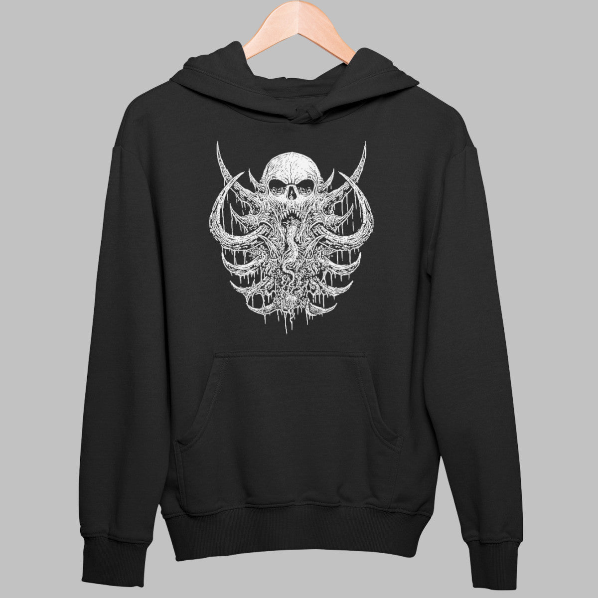 Deer Skull Hoodie, Deer Skull Artwork Black Hoodie