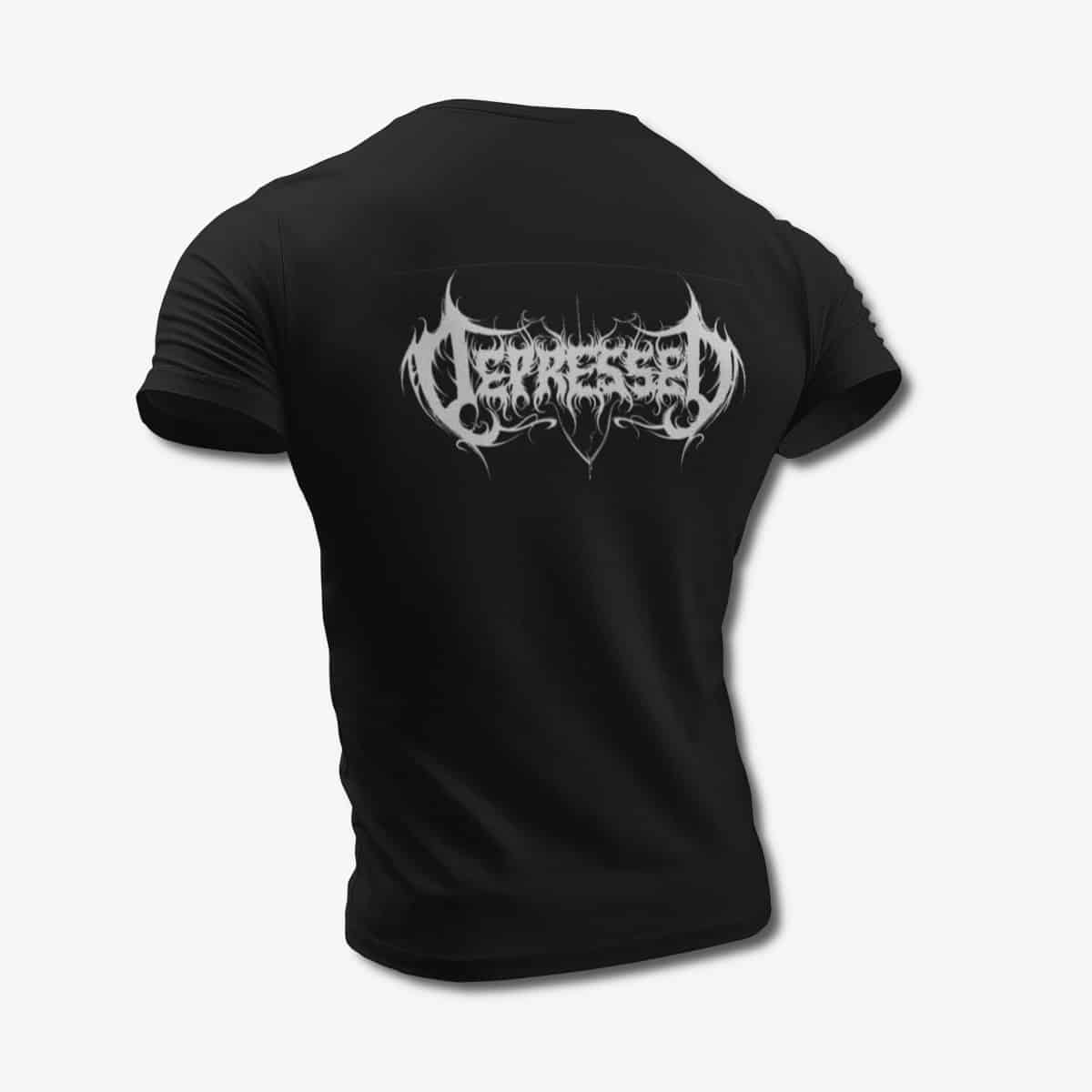 Depressed T-Shirt, Depressed Band Logo Black Tee Shirt, Death Metal Merchandise