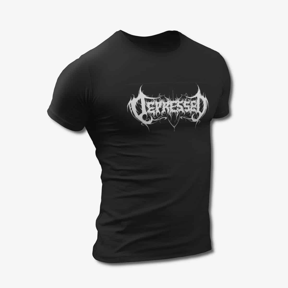 Depressed T-Shirt, Depressed Band Logo Black Tee Shirt, Death Metal Merchandise