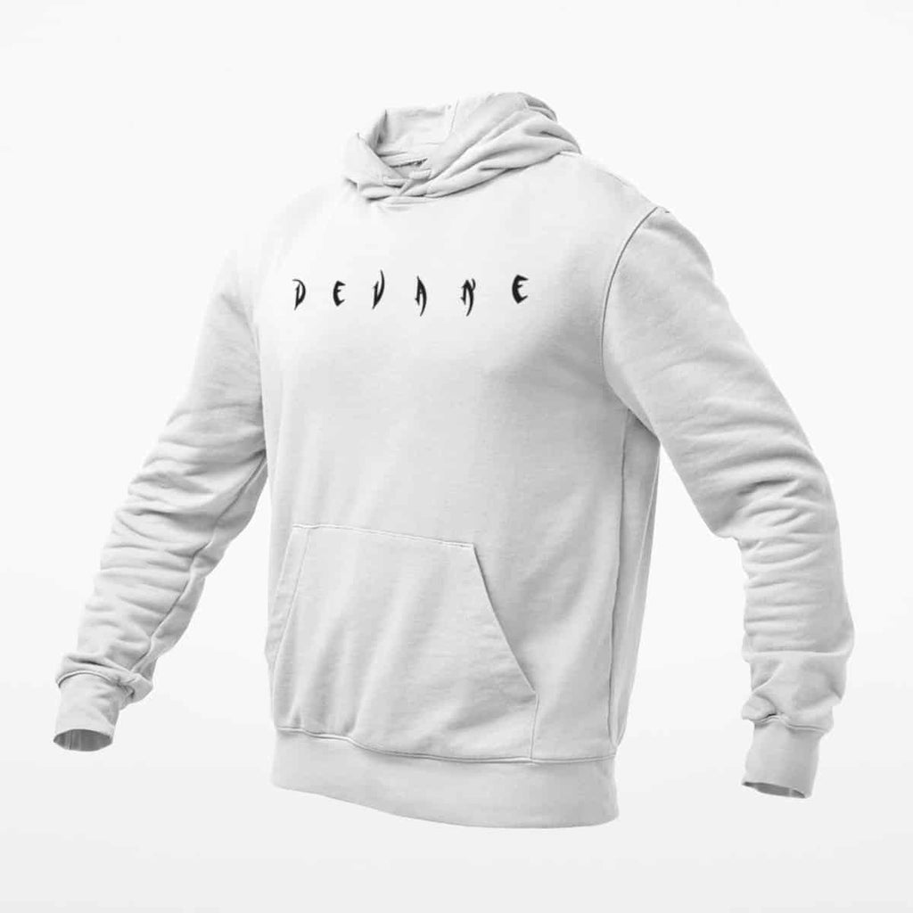 Devane Hoodie, Devane Logo White Hoodie, Hard Rock Merchandise