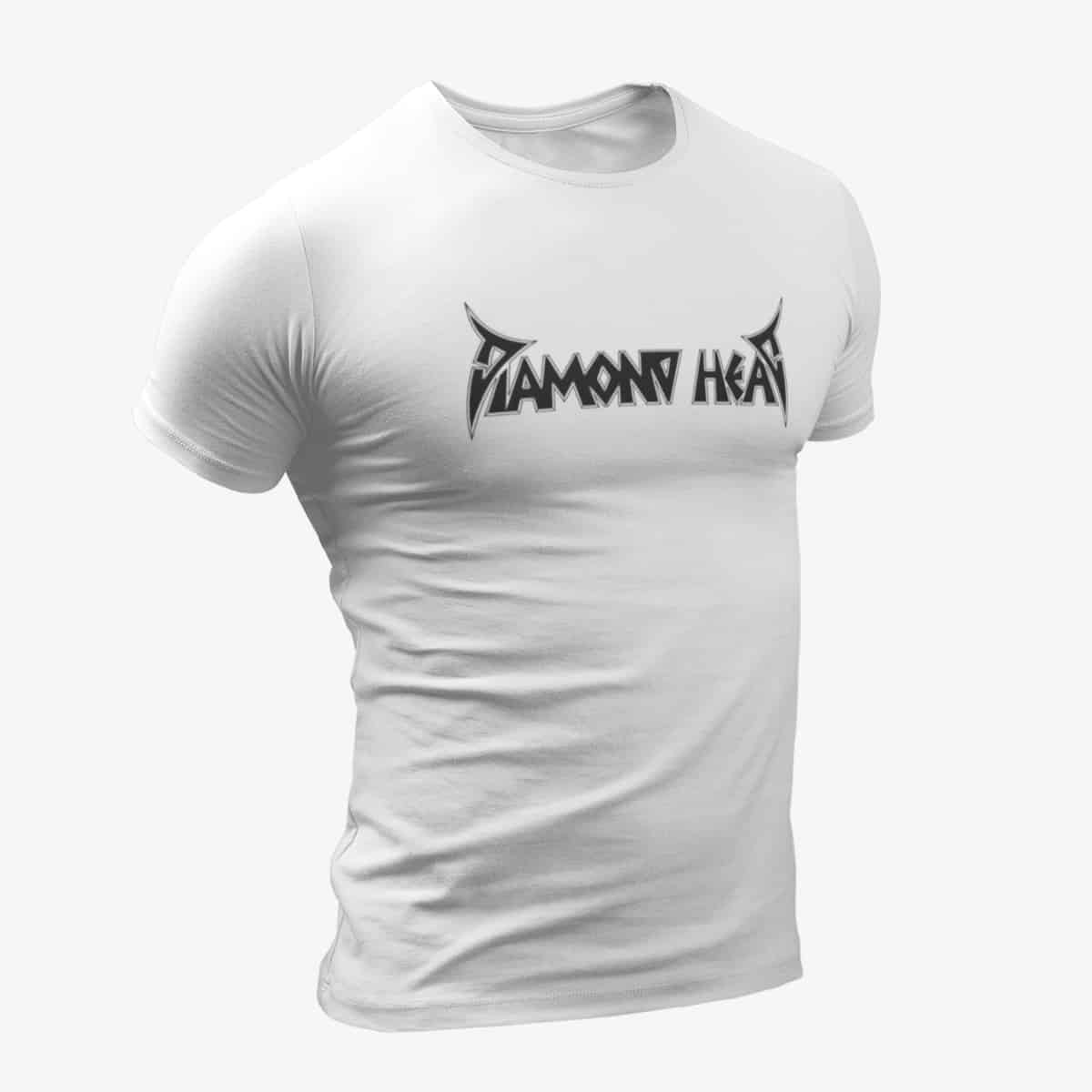 Diamond Head T-Shirt, Diamond Head Logo White T-Shirt, Hard Rock Merchandise
