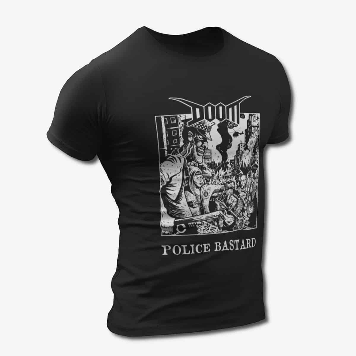 Doom T-Shirt, Doom Police Bastard Black T-Shirt, Grindcore Merchandise