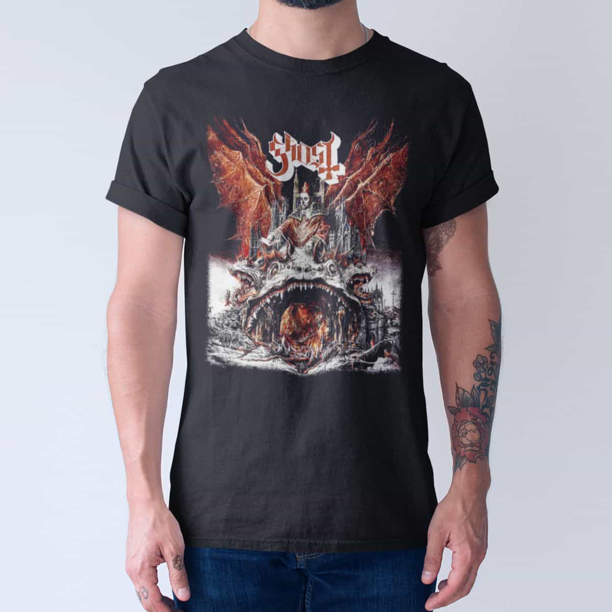Ghost Band T-Shirt, Ghost Prequelle Cover Tee-Shirt, Hard Rock, Heavy Metal Merch