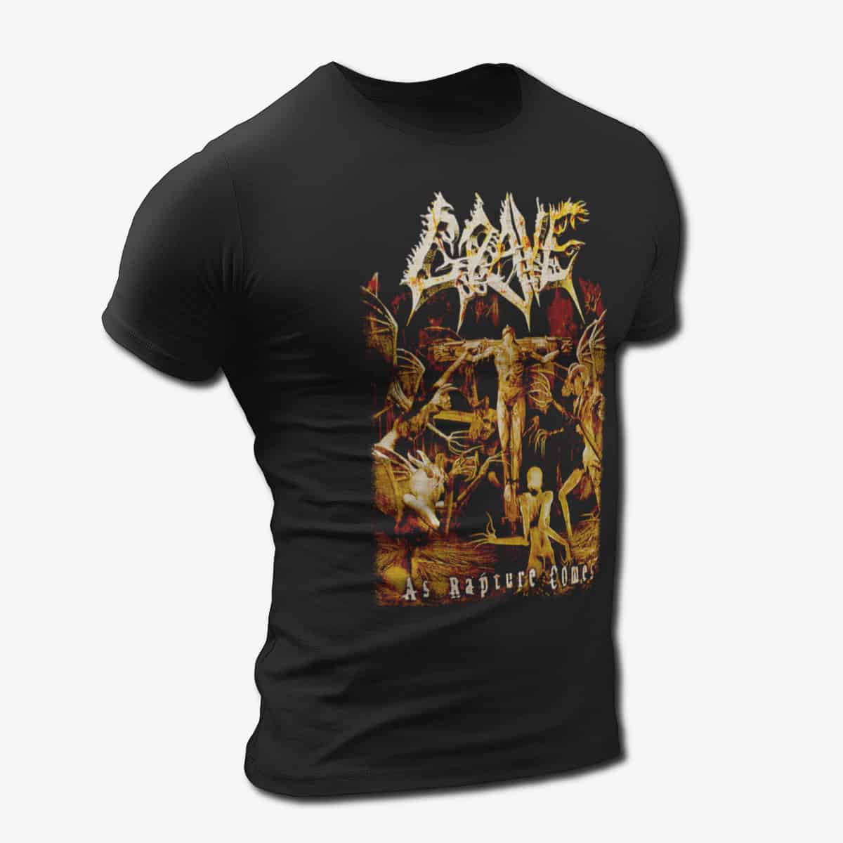 Grave Band T-Shirt, Grave As Rapture Comes Artwork Tee Shirt, Death Metal Merch