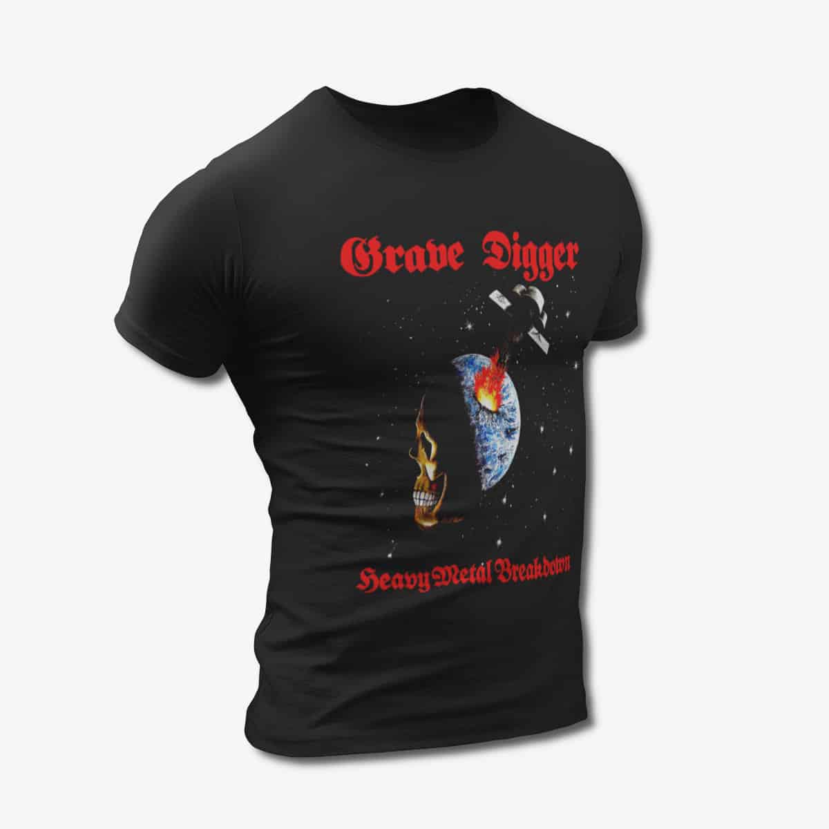 Grave Digger T-Shirt, Grave Digger Heavy Metal Breakdown Black Tee Shirt, Heavy Metal, Power Metal Merchandise