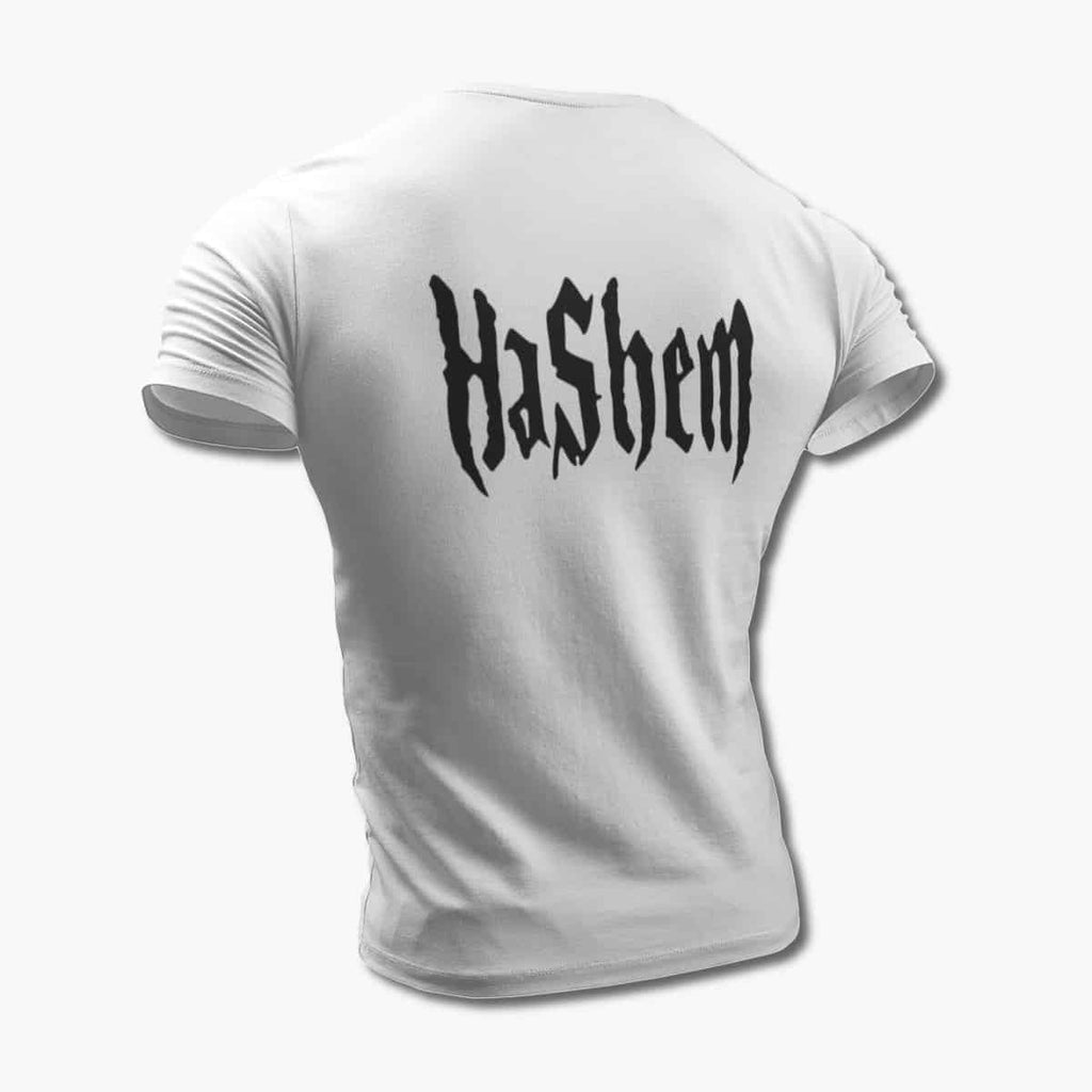 Hashem T-Shirt, Hashem Logo White Tee Shirt, Death Metal Merchandise
