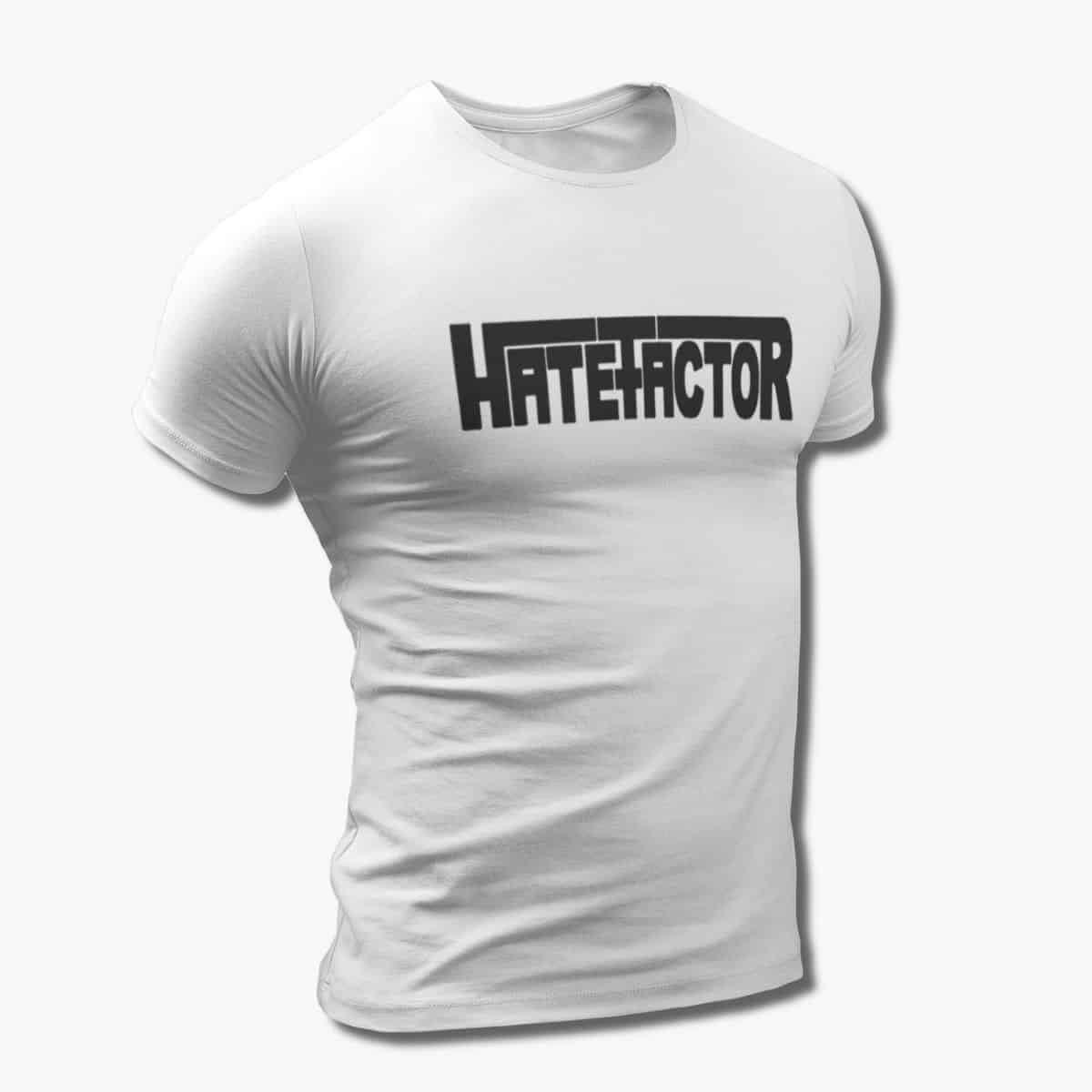 Hate Factor Band T-Shirt, Hate Factor Logo White Tee Shirt, Death Metal, Thrash Metal Merchandise