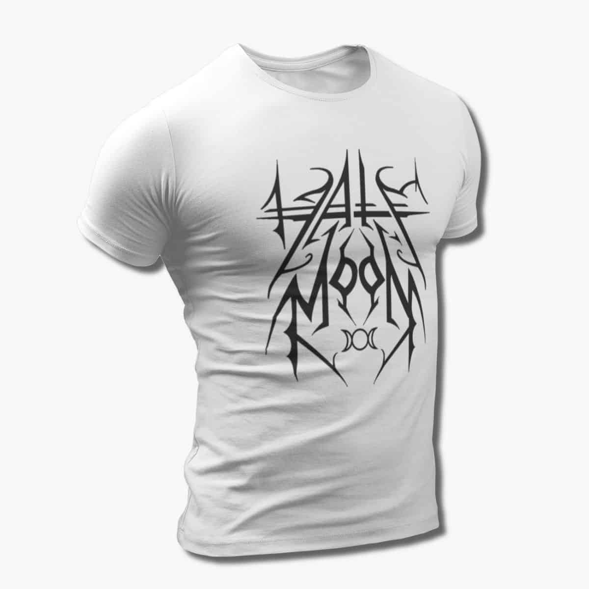 Hate Moon Band T-Shirt, Hate Moon Logo White Tee Shirt, Symphonic Black Metal Merchandise