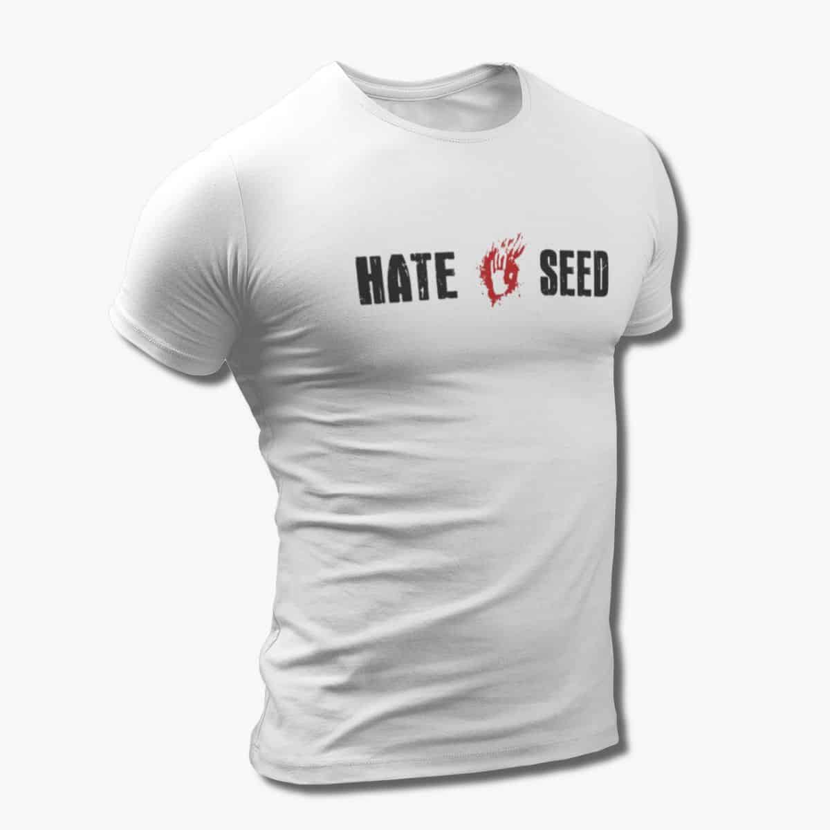 Hate Seed Band T-Shirt, Hate Seed Logo White Tee Shirt, Death Metal, Grindcore Merchandise
