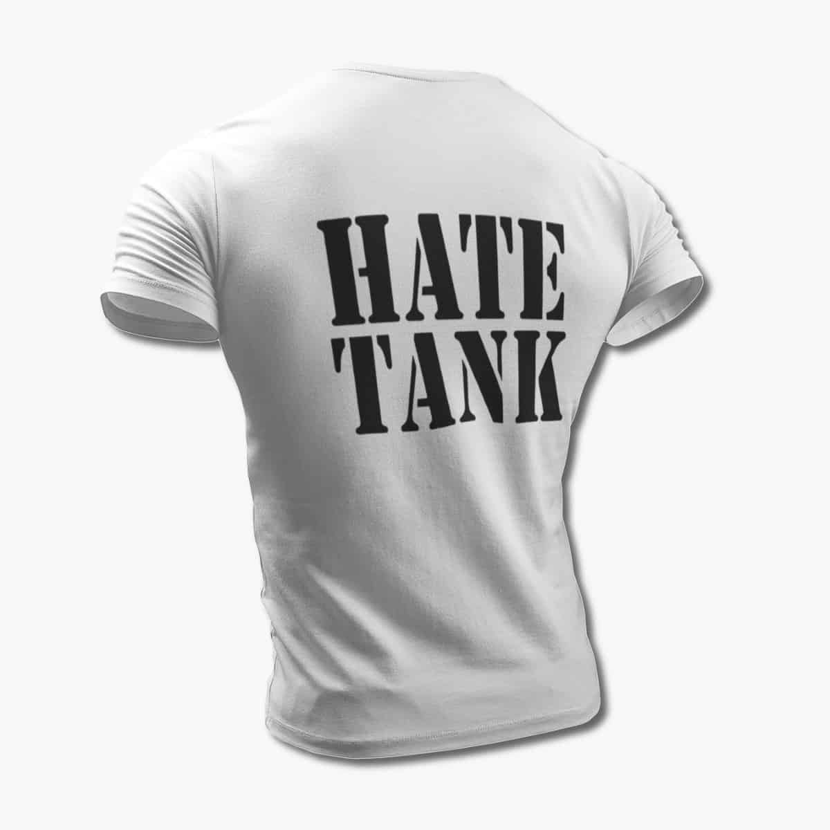 Hate Tank T-Shirt, Hate Tank Logo White Tee Shirt, Thrash Metal, Groove Metal Merchandise