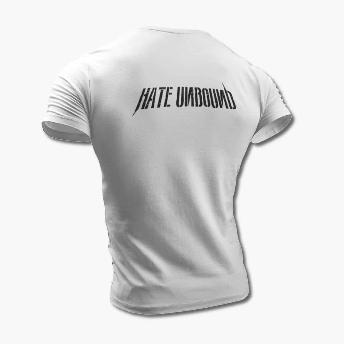 Hate Unbound T-Shirt, Hate Unbound Logo White Tee Shirt, Death Metal, Thrash Metal Merchandise