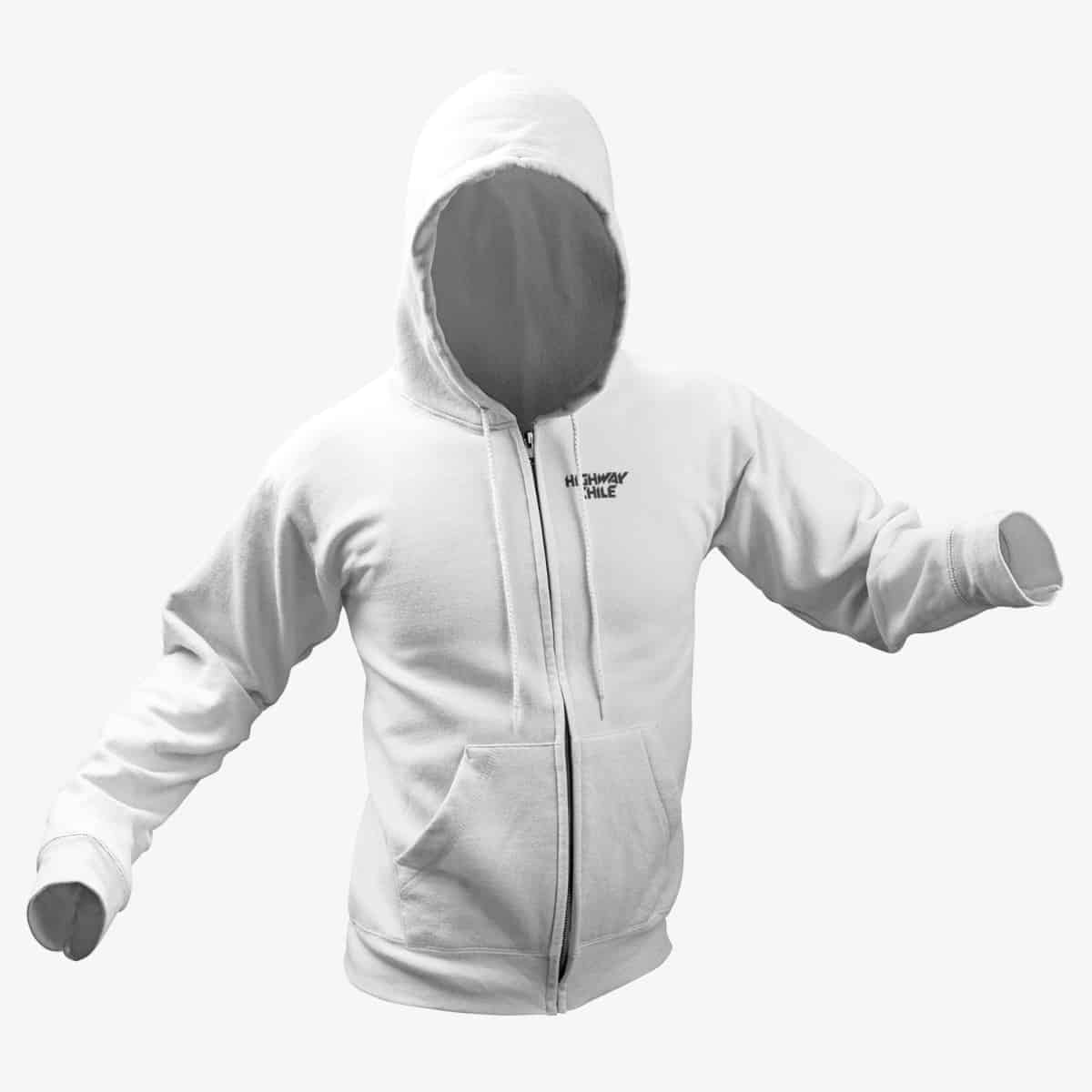 Highway Chile Zip Hoodie, Highway Chile Logo White Zipper Hoodie, Hard Rock Merchandise