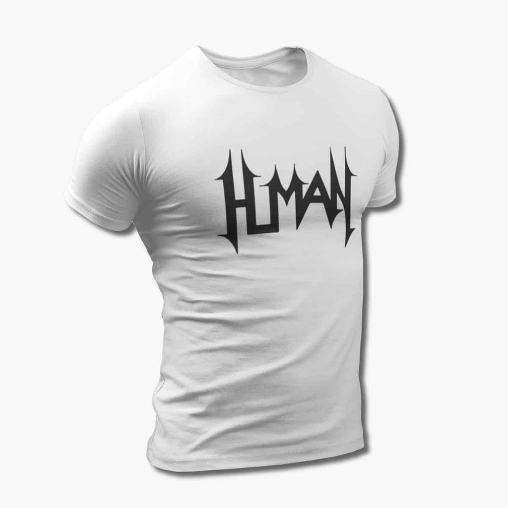 Human T-Shirt, Human Logo White Tee Shirt, Technical Death Metal Merchandise