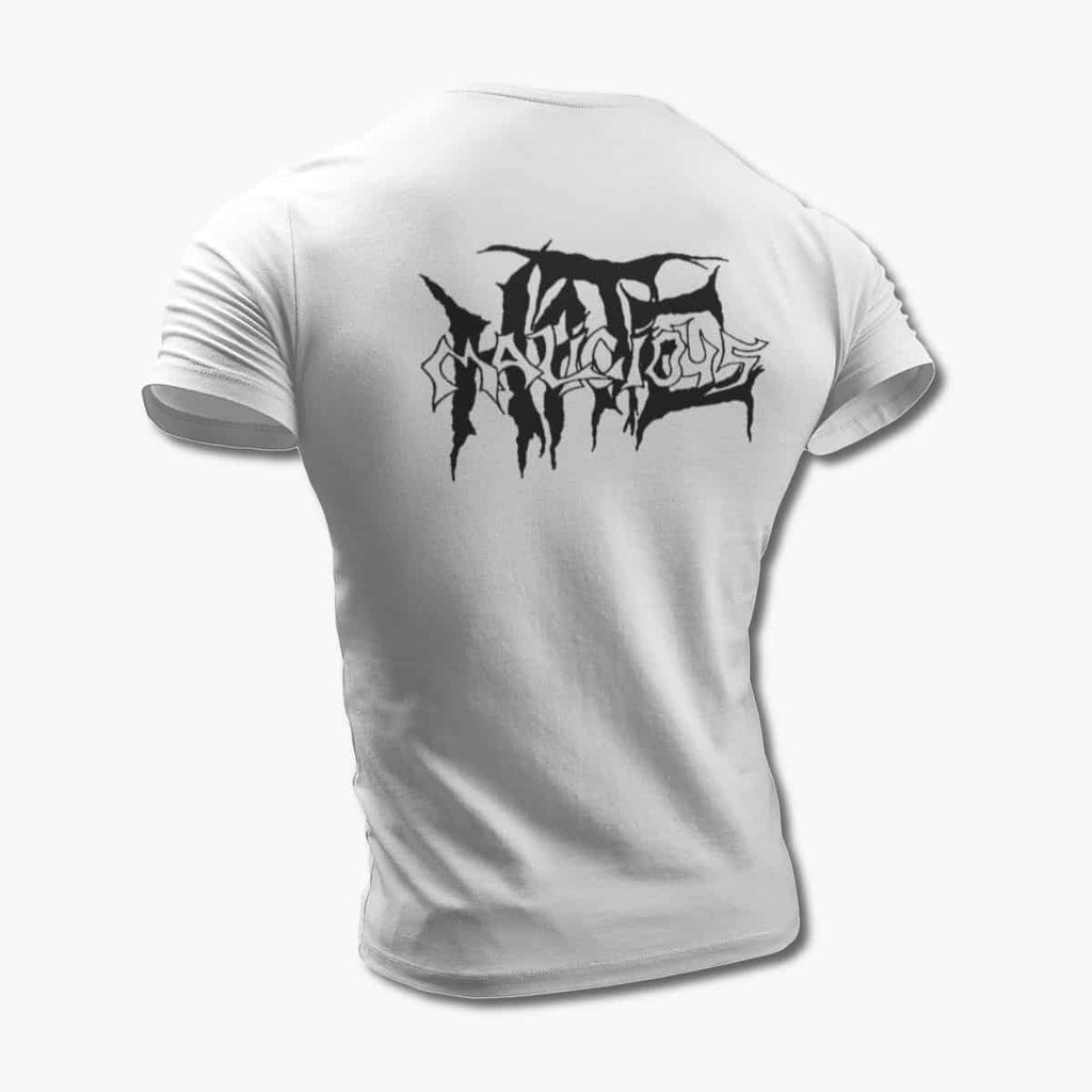 Malicious Hate T-Shirt, Malicious Hate Logo White Tee Shirt, Brutal Death Metal Merchandise