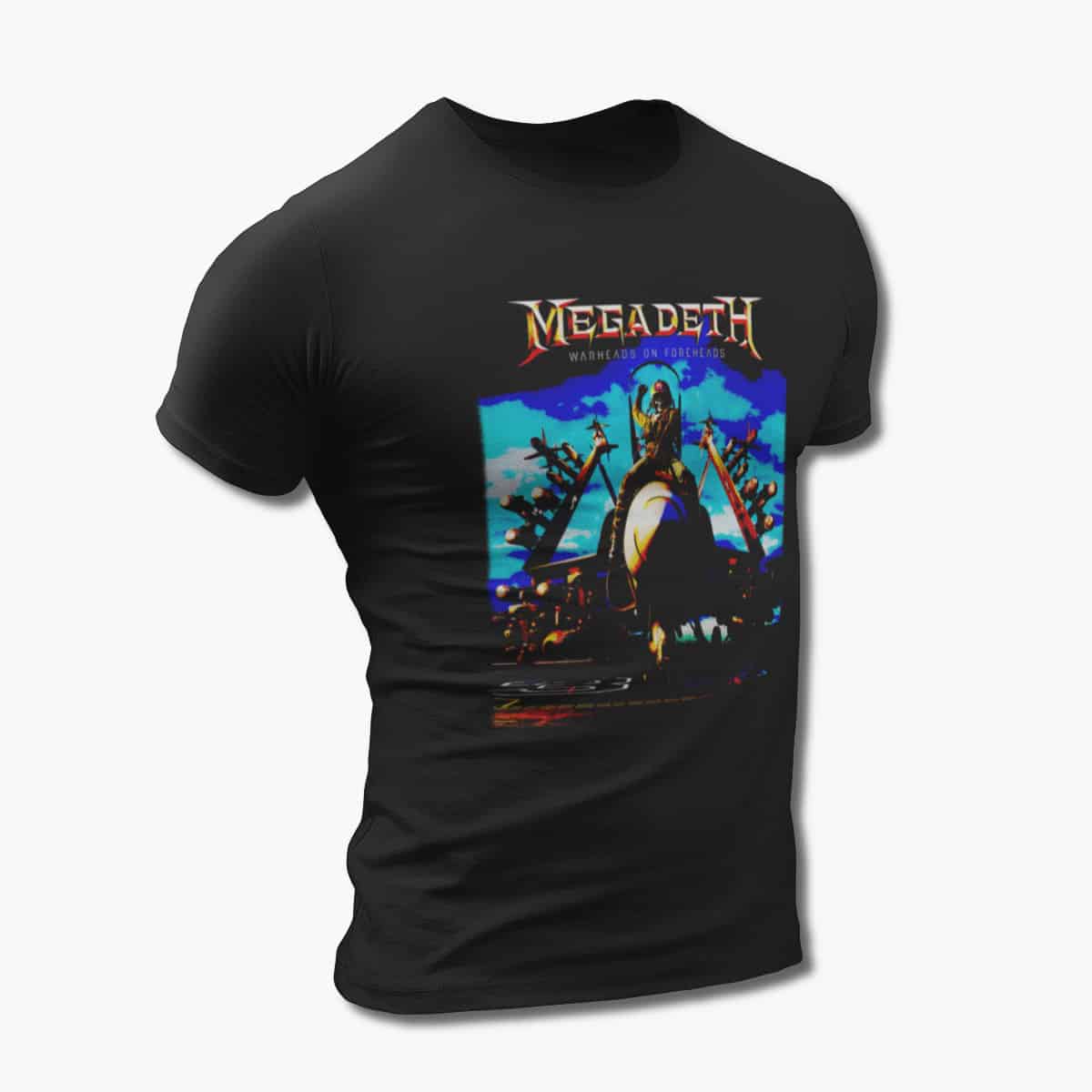 Megadeth Band T-Shirt, Megadeth Warheads On Foreheads Black Tee Shirt, Thrash Metal Merchandise