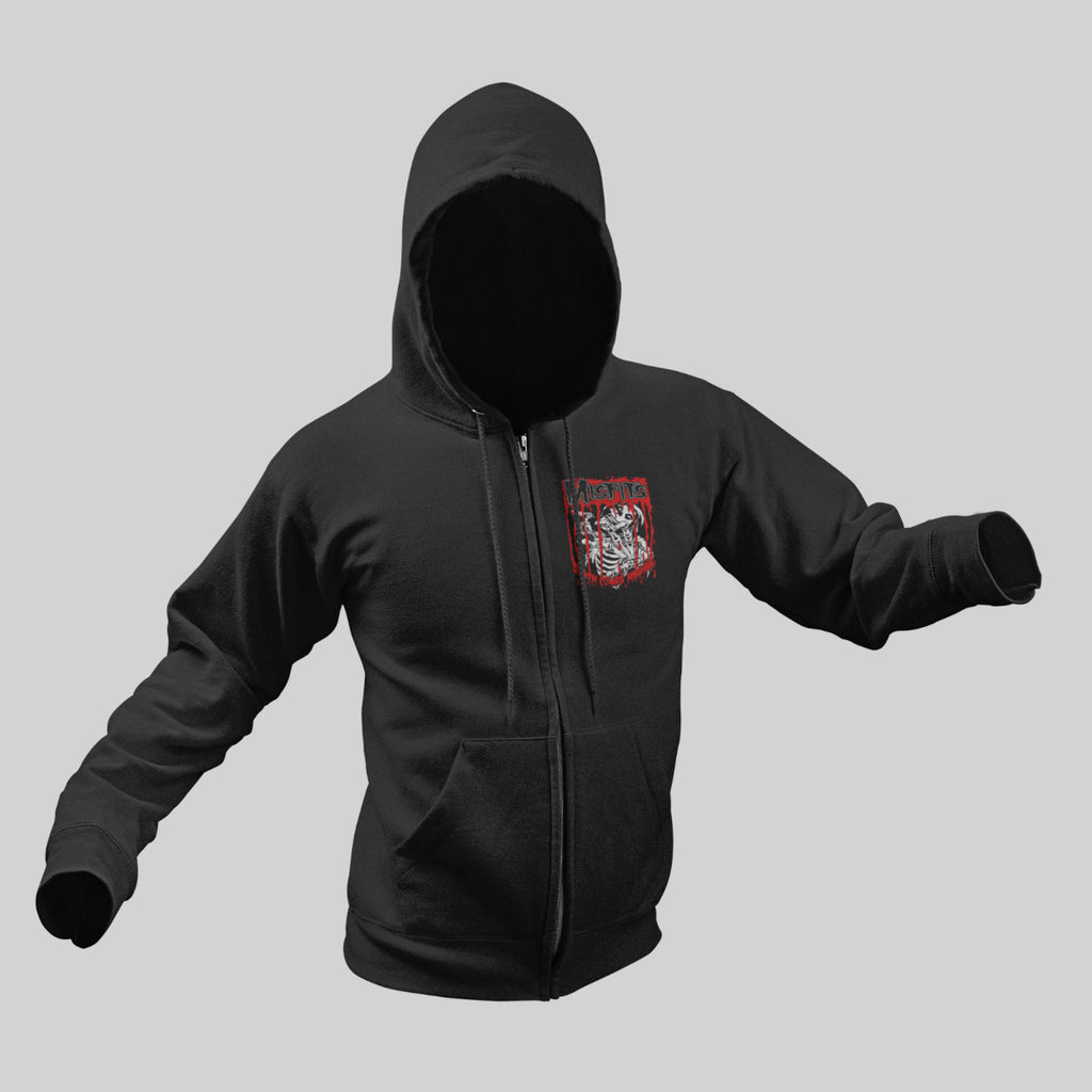 Misfits Zip Hoodie, Misfits Death Comes Ripping Black Zip Sweatshirt