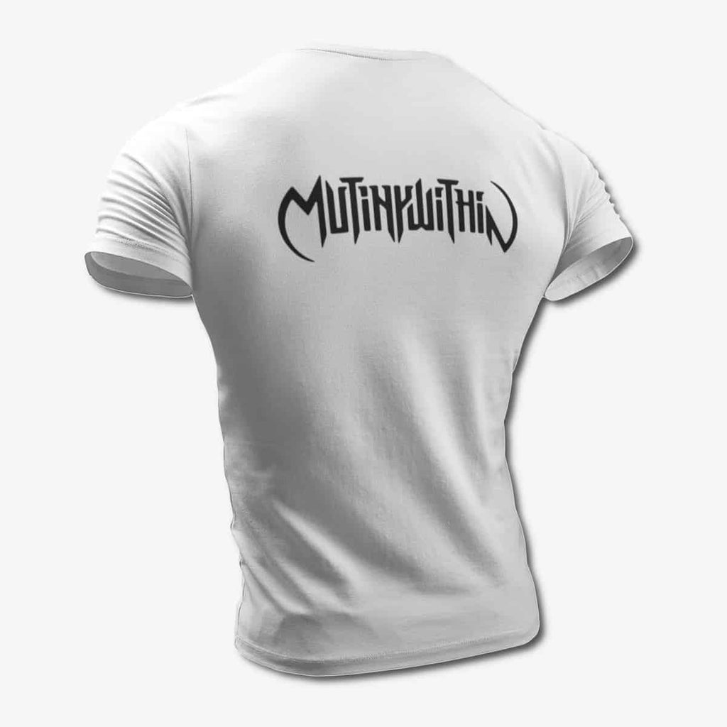Mutiny Within T-Shirt, Mutiny Within Logo White Tee Shirt, Melodic Death Metal Merchandise