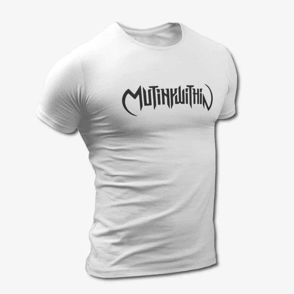 Mutiny Within T-Shirt, Mutiny Within Logo White Tee Shirt, Melodic Death Metal Merchandise