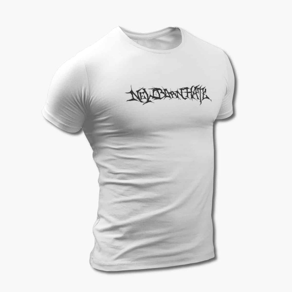 New Born Hate T-Shirt, New Born Hate Logo White Tee Shirt, Thrash Metal, Death Metal Merchandise
