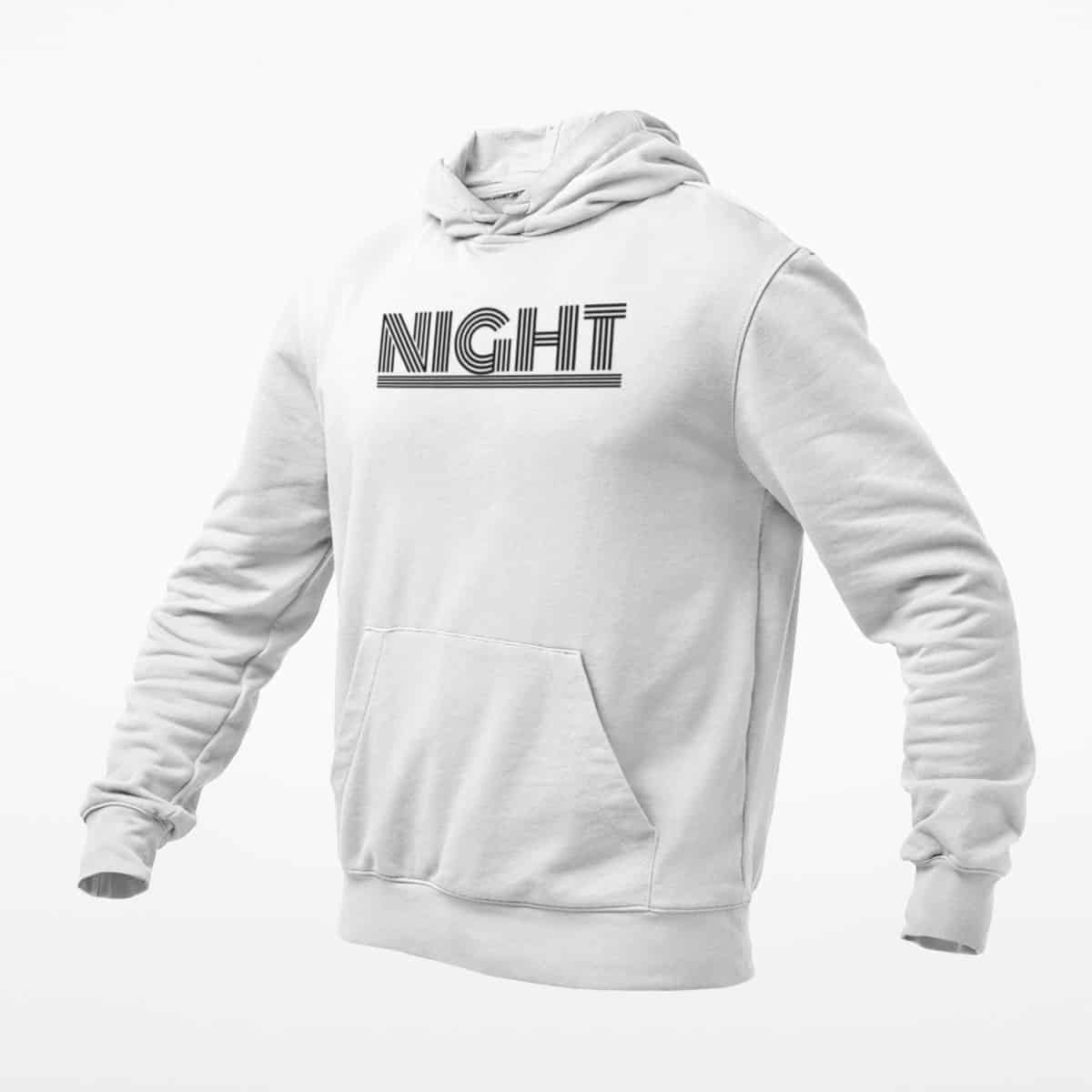 Night Hoodie, Night Logo White Hoodie, Hard Rock Merchandise