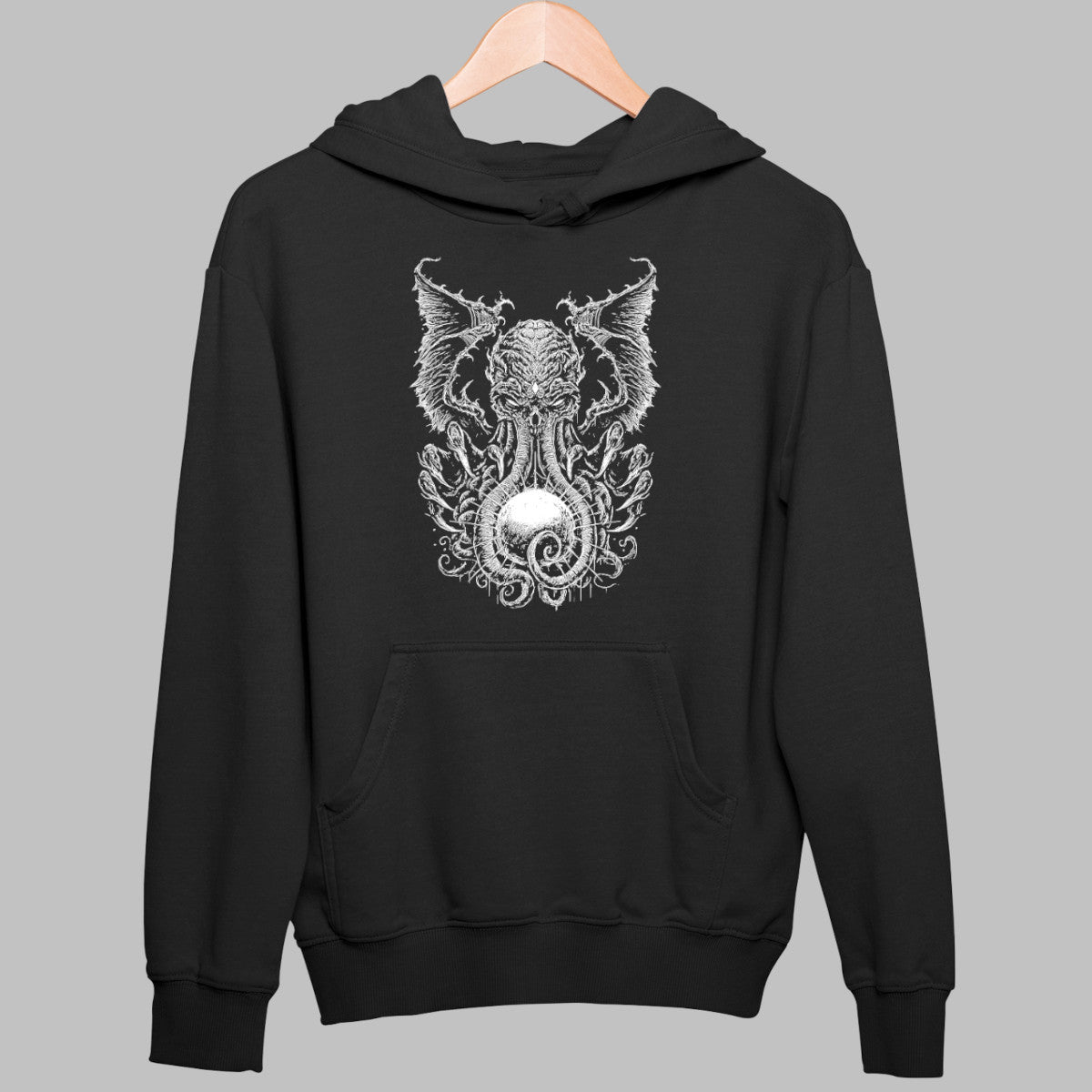 Octopus Hoodie, Octopus Artwork Black Hoodie