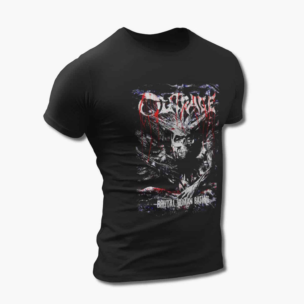 Outrage Band T-Shirt, Outrage Brutal Human Bastard Black Tee Shirt, Death Metal Merchandise