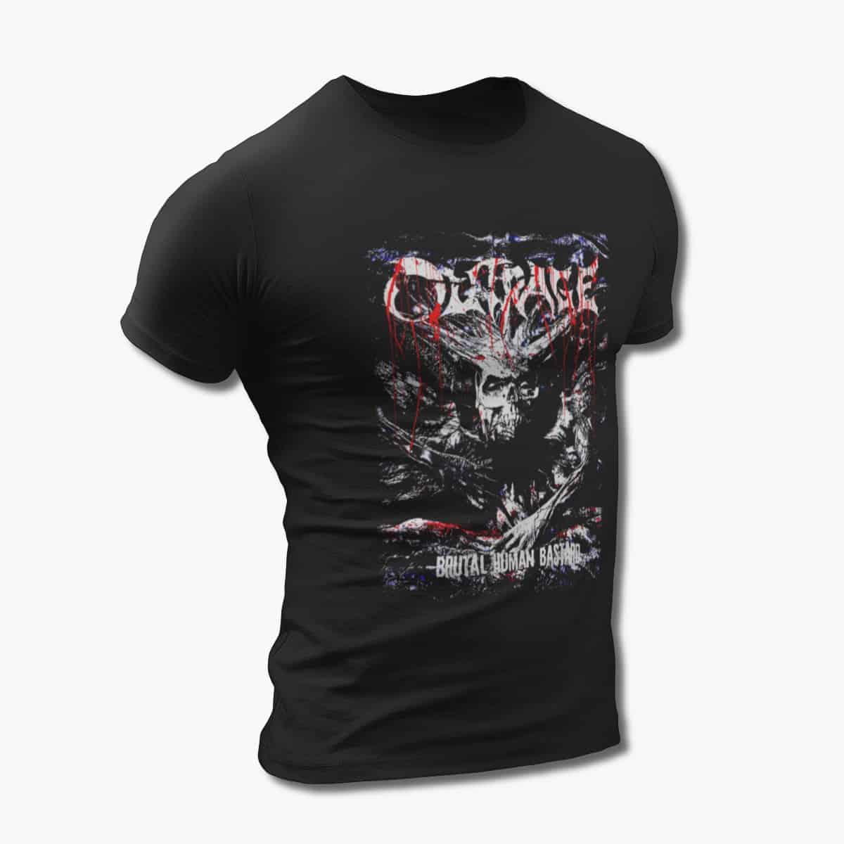Outrage Band T-Shirt, Outrage Brutal Human Bastard Black Tee Shirt, Death Metal Merchandise