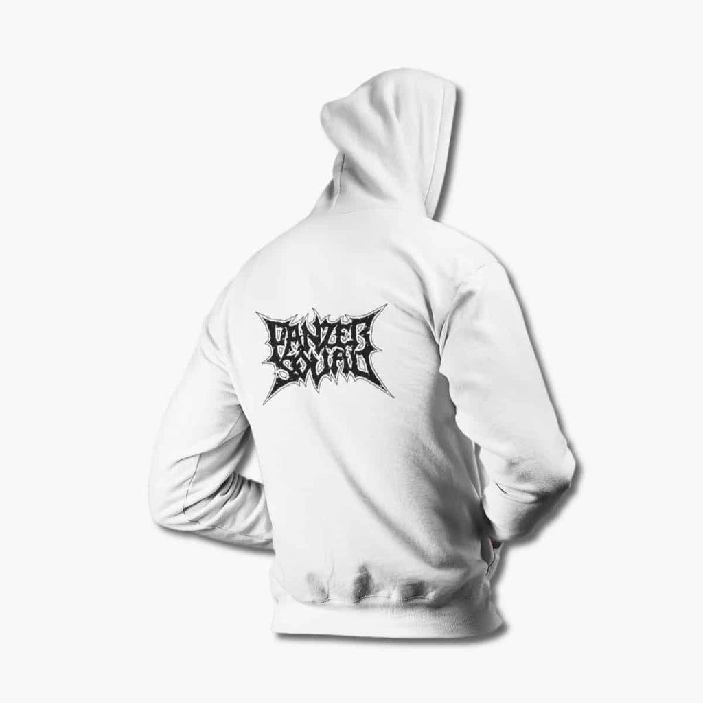 Panzer Squad Hoodie, Panzer Squad Logo White Hoodie, Black Metal Merchandise