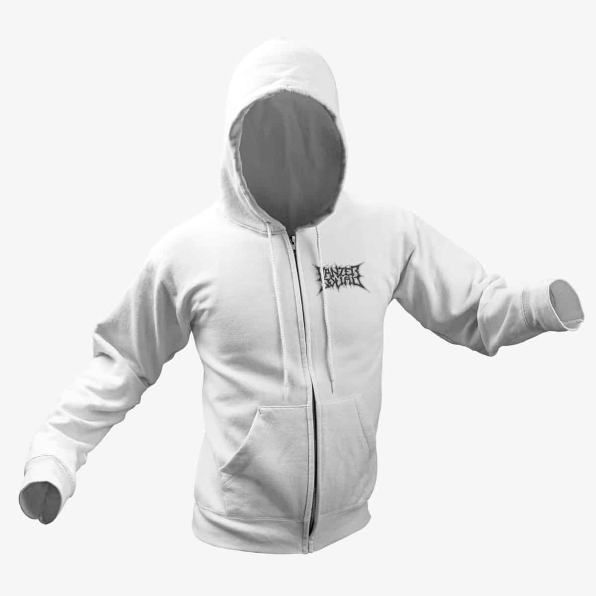 Panzer Squad Zip Hoodie, Panzer Squad Logo White Zipper Hoodie, Black Metal Merchandise